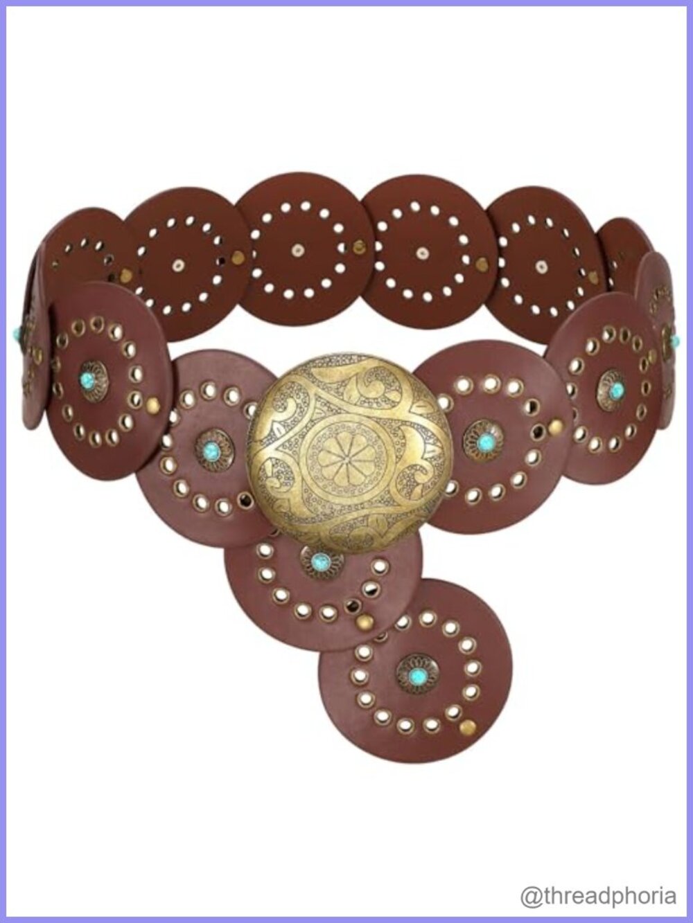 Wide Western PU Leather Concho Belt Vintage Cowgirl Boho for Jeans Dresses